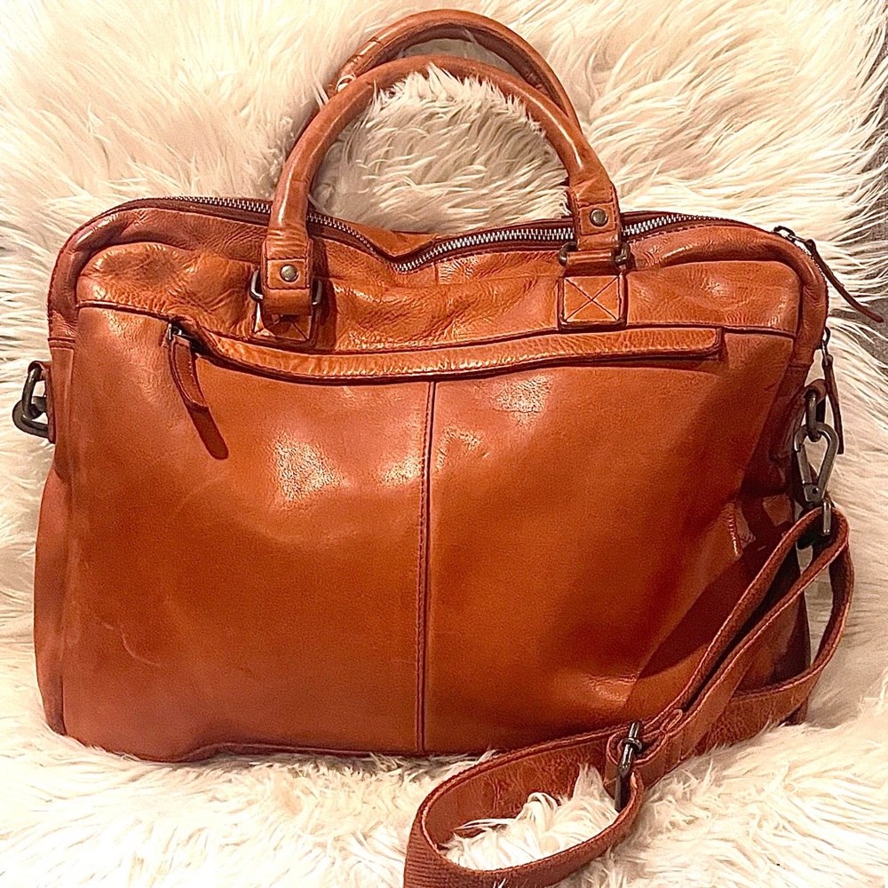 Vilenca Holland Genuine Leather Laptop Bag - cognac NWOT - Picture 3 of 6